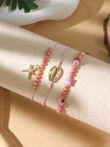 3 chiếc vòng tay theo chủ đề đại dương theo phong cách Bohemian có vỏ sò, sao biển, rùa biển, ốc xà cừ, cá heo, trái tim, pha lê hình con mắt, thích hợp cho phụ nữ đeo trong các dịp thường ngày, đi nghỉ, du lịch và tiệc tùng - Nhiều màu - Xem 6