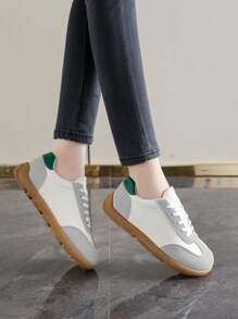 2025新款春季轻便复古德国训练白色运动鞋女款平底百搭防滑休闲 - 灰色 - 查看 5