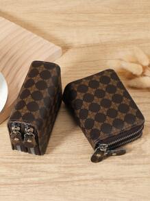 Cartera de monedas versátil y de moda, portamonedas con doble cremallera y organizador de tarjetas múltiples para almacenamiento de tarjetas de crédito, minimalista y ligero, moderno, para negocios, como regalo de aniversario, Navidad, San Valentín, cumpleaños, para mujeres, niñas, señoras, femenino, útiles escolares para dormitorio escolar y vuelta al colegio - Café - Ver 6