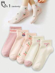 1/5 双女士短袜、船袜、隐形袜、低帮袜、白袜、女袜、短袜、中筒袜、可爱袜子、女孩袜子，采用透气网眼设计和螺纹防滑设计，适合办公室、家居、休闲和各种节日。透明丝袜可搭配多种衣服。颜色随机 - 彩色 - 查看 11