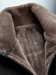 Men's Fleece Jacket, Fashion Zipper Stand Collar Jacket With Zipper Pockets - Black - View 6