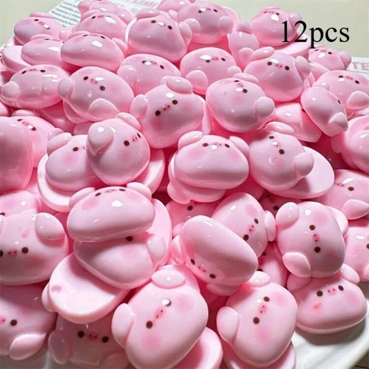 Set de 3 piezas/6 piezas/12 piezas de imanes de nevera con diseño de cochinillo rosa, lindos imanes ovalados de plástico con motivos de animales para decoración de cocina, regalo para fiestas - Multicolor - Añade 10