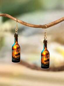 1 对热带度假风格鸡尾酒和水果饮料形状吊坠耳环，适合女性、夏季海滩派对 - 彩色 - 查看 11