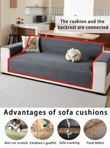 1pc Waterproof Corduroy Jacquard 4-Season Sofa Cushion Cover, Simplistic Modern Style Pet-Friendly Anti-Scratch Anti-Slip Sofa Slipcover, Suitable For 1/2/3/4-Seat Sofa In Living Room (Armrest Sold Separately)