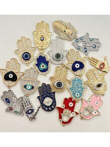 5 件恶魔眼金属泪珠棕榈吊坠、DIY 项链配件、独特珠宝 - 彩色 - 查看 10