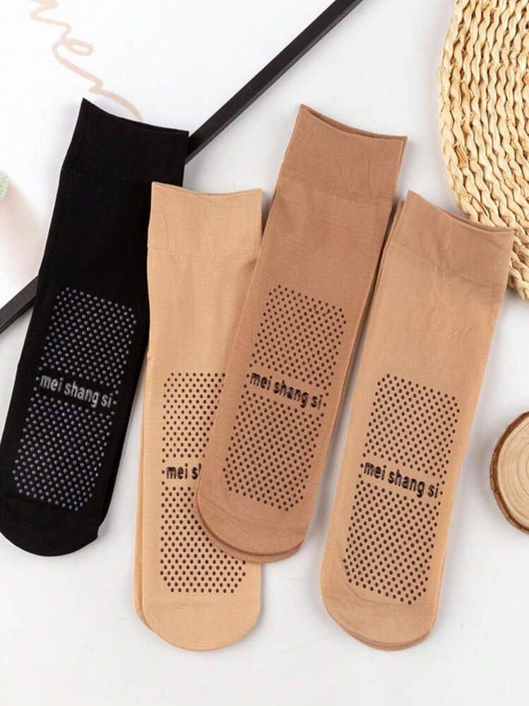 10 đôi tất lụa ngắn chấm bi nhung dày cho nữ, tất cổ ngắn co giãn chống trượt cho mùa xuân và mùa hè - Nhiều màu - Xem 6