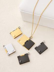 1 件情书项链，带可打开的心形吊坠设计，可定制雕刻，适合作为节日礼物