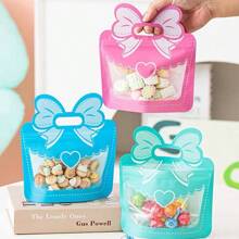10 piezas de bolsas de regalo con lazo - Bolsas autosellantes - Empaque de tarjetas postales pequeñas - Artículos decorativos de caramelos y meriendas con lazo para llevar - Bolsas de plástico con soporte