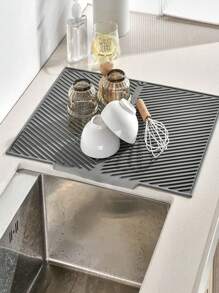 1pc/3pcs,S/M/L,Silicone Kitchen Dish Drying Mat Drainer Mat Protection Heat Resistant Counter Top Mat Sink Non Slip For Coffee Shops Bars Tools(Gray/White) - Multicolor - View 12
