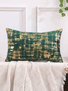 Miater 1pc Velvet Gold Foil Printed Cushion Cover