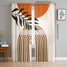 2 pièces Rideaux occultants avec motif ligne simple en tissu de polyester, convient pour la chambre à coucher, le salon, le bureau et la décoration de la maison, conception à passant pour tringle à rideaux
