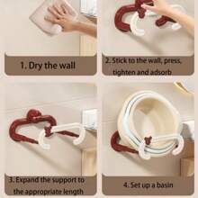 1pc Heart-Shaped Expandable Bathroom Shelf, Wall-Mounted Storage Rack Holder For Sink/Vanity/Kitchen/Balcony, No-Drill