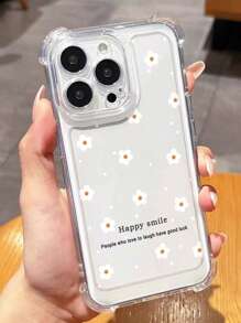 1pc Cute Flower Print Pattern Space Case Anti-Fall Transparent Phone Case, TPU Full Coverage Shock-Proof Lightweight Protective Cover Compatible With IPhone 16/11/13/15/15 Plus/15 Pro/15 Pro Max/12/14 Pro Max/XS/XR/11 Pro/11 Pro Max/12 Pro/12 Pro Max/13 Pro/13 Pro Max/14 Pro/14 Plus/7/8 Plus