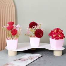 1 件迷你人造盆栽植物 - 塑料假花，适用于家庭办公室装饰，适合架子、桌面、书柜