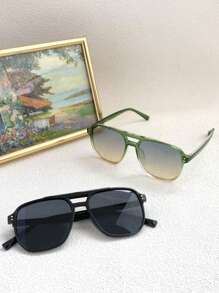 2 pièces Lunettes mode à monture carrée rétro pour hommes avec décoration de rivet en métal, pour l'été, la plage, les vacances, l'extérieur et les voyages