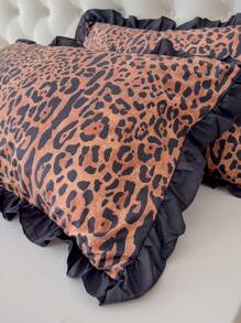 1 Stück 100% Polyester, Leoparden-Muster Spitze, weich und bequem, Kissenbezug ohne Füllung, romantische Hochzeitssaison, Schlafzimmerdekoration