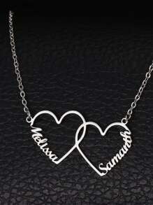 Colier personalizat cu nume în formă de inimă 1 bucată, colier personalizat cu 1-5 nume Colier de culoare auriu din oțel inoxidabil, colier cu nume personalizat, cadou de Crăciun Bijuterii simple cu nume de femei, cadou pentru ea, argintiu, elegant, colorat, de epocă, simplu, unisex, ocazional, drăguț, cadouri personalizate, , personalizate, personalizate Cadouri pentru ea, ea, iubit, iubita, tata, mama, familie, prieteni, pentru aniversari, pentru zile de nastere, pentru absolvire, pentru bal, pentru petrecere