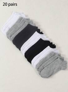 Juego de 3/10/15/20/30/50/100 pares de calcetines delgados y simples de colores negro, blanco y gris, calcetines invisibles, versátiles calcetines informales de verano para pareja, calcetines desechables de corte bajo