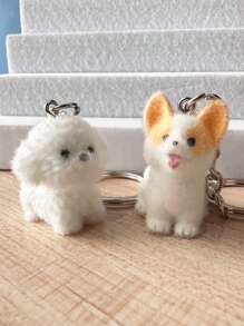 1/2 件可爱树脂卡通贵宾犬柯基犬钥匙扣，时尚汽车钥匙扣装饰礼物，送给朋友汽车配件包饰背包学校哥特式 Y2k 包挂绳带身份证夹汽车配件包饰 - 彩色 - 查看 1