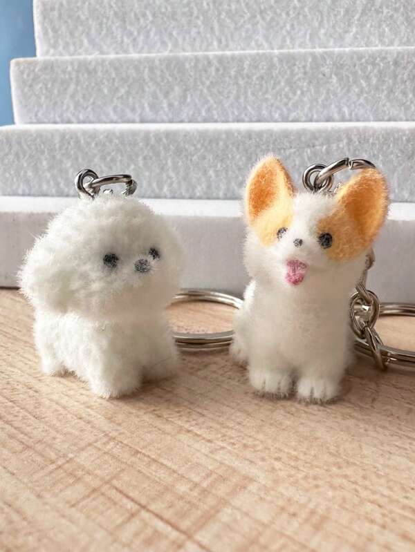 1個/2個 かわいい樹脂製カートゥーン プードル コーギー犬キーチェーン、ファッショナブルな車用キーチェーン装飾、友人へのギフト、カーアクセサリー、バッグチャーム、バックパック、スクール、ゴシック、Y2Kスタイルバッグ、IDホルダー付きランヤード、カーアクセサリー、バッグチャーム