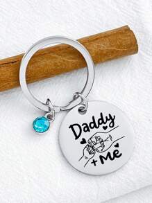 1pc Stainless Steel Round Pendant Fist Bump Key Chain - Perfect Father's Day Birthday Gift For Dad Or Son - Multicolor - View 5