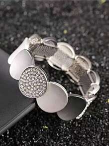 1pc Elegant Minimalist Style Multi-Color Rhinestone Embellished Bracelet, Sophisticated Design Women Accessory