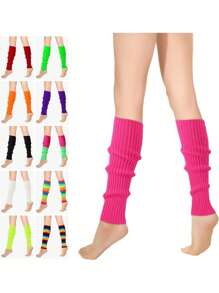 1 双竖条纹针织腿套，日式风格，适合女孩，时尚百搭