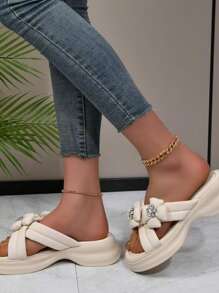2025 Nieuwe modieuze en comfortabele dikke bodem zachte zool bloemen platform slide sandalen voor vrouwen met een maatje meer