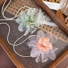 1 件复古飘逸网状花朵精致颈链，配缎带肩带颈部配饰