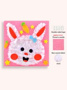 4 件套儿童 DIY 缝纫套装，卡通动物线缝纫画，制作简单的 DIY 项目，动物，水果，学习缝纫玩具，生日礼物，适合男孩和女孩 - 卡通動物毛線畫 - 查看 17