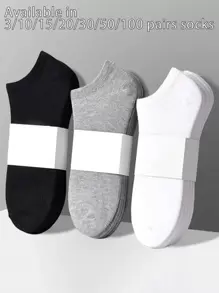Juego de 3/10/15/20/30/50/100 pares de calcetines delgados y simples de colores negro, blanco y gris, calcetines invisibles, versátiles calcetines informales de verano para pareja, calcetines desechables de corte bajo