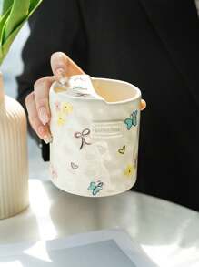 1pc/2pcs Ceramic Handgrip Coffee Mug, Asymmetrical Shaped Handmade Vintage Floral Design Ceramic Mugs, Suitable For Home, Restaurant, Cafe - Multipurpose, Heat Insulation, Suitable For Party And Gift Back To School - Multicolor - View 7