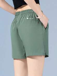 1pc Women's Quick Dry Breathable Athletic Shorts, Running Shorts & Beach Shorts - Dark Green - View 5