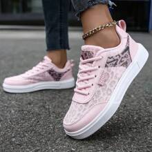 Damskie modne, oddychające, płaskie, codzienne trampki z nadrukiem w panterkę, uniwersalne i wygodne buty do jazdy na deskorolce, klasyczny, pusty design, wiosna/lato