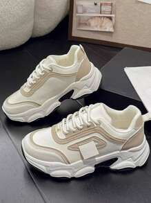 1 Pair Girl's 2025 New Spring Ugly Sneakers, Versatile Soft Bottom Sports Casual Shoes, Platform Increased Height, Suitable For Spring, Summer, Autumn