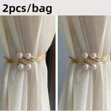 2 件/1 件奢华珍珠合金窗帘系带适用于卧室和客厅装饰