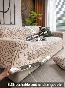 1件装3D立体沙发套，弹性多功能全包覆式沙发套，几何图案设计，适合春、夏、秋、冬四季使用，保护沙发，节日装饰沙发套，高弹力一体式沙发套 - 卡其色 - 查看 4