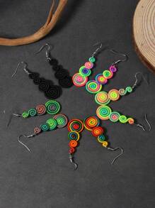 Pendientes colgantes de estilo retro con espiral arcoíris colorido, joyas de moda, accesorios elegantes clásicos para mujer, regalo ideal para aniversario, cumpleaños, San Valentín