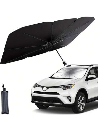 1PC Car Foldable Thermal Shade Front Screen Sun Screen Sun Screen Summer Items Car Umbrella Car Shade - UV Shield With Umbrella Design Provides Instant Thermal Protection For Front Windows, Easy Storage And Quick Installation