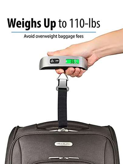 1 pieza Báscula electrónica portátil para equipaje que puede caber en una mochila de mano para medir paquetes de viaje o equipaje. Alta precisión de medición, hasta 50 kg, sin incluir la batería