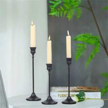 3 pièces Lot de porte-bougies noirs - style conique, vintage, pour cheminée, table, décoration de mariage