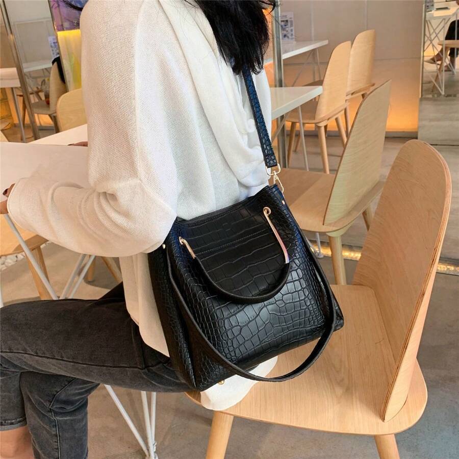 Túi xách nữ đa năng sang trọng, Túi đeo vai họa tiết da cá sấu, Túi đi làm cao cấp dành cho quý cô