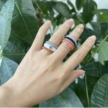 Anillo de silicona con diamantes de imitación de gran tamaño 4-12 para hombres y mujeres Anillos de silicona con diamantes - Banda de goma para compromisos de boda para mujeres - Blanco - Ver 2