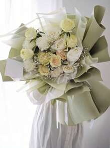 10Pcs Translucent Flower Bouquet Wrapping Paper Korean Flower Wrapping Paper, Jelly Film Waterproof Flower Shop Wrapping Paper Material, DIY Gift Wrapping Paper, Holiday, Wedding, Graduation Season, Birthday Flower Shop Materials. - Multicolor - View 5