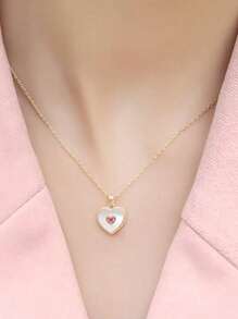 Exquisite Original Love Necklace For Women, Sterling Silver, Luxury Japanese And Korean Ins High-End Shell Pendant Peach Sweetheart Suitable For Daily Wear - White Shell Heart Necklace - View 5