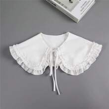 1 pieza Cuello destartalable de Peter Pan de gasa blanca para mujer