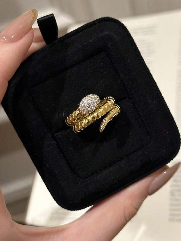 خاتم ذهبي ملتف على شكل ثعبان عتيق 1 قطعة، تصميم فريد راقي، خاتم مناسب للأصابع،هدية مثالية