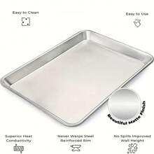 Juego de bandeja de horno y rejilla de enfriamiento de acero inoxidable, bandeja de horno antioxidante con bordes reforzados, adecuado para cocinar y hornear como regalo, regalo de Navidad - Multicolor - Ver 7