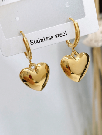 1 par de pendientes de aro con corazón chapado en oro de acero de titanio, despacho el mismo día, mejor joyería, rellenos de calcetines, decoraciones navideñas, regalos para mamá