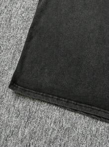 Camiseta de manga corta con cuello redondo y lavado vintage informal para hombre